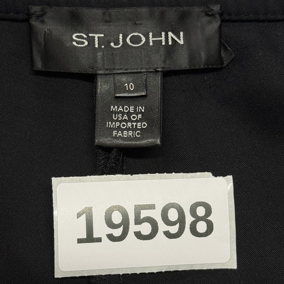 St. John Pants Womens 10 32x28 Black Trousers Pintuck Side Zip Split Hem Career - Picture 7 of 7